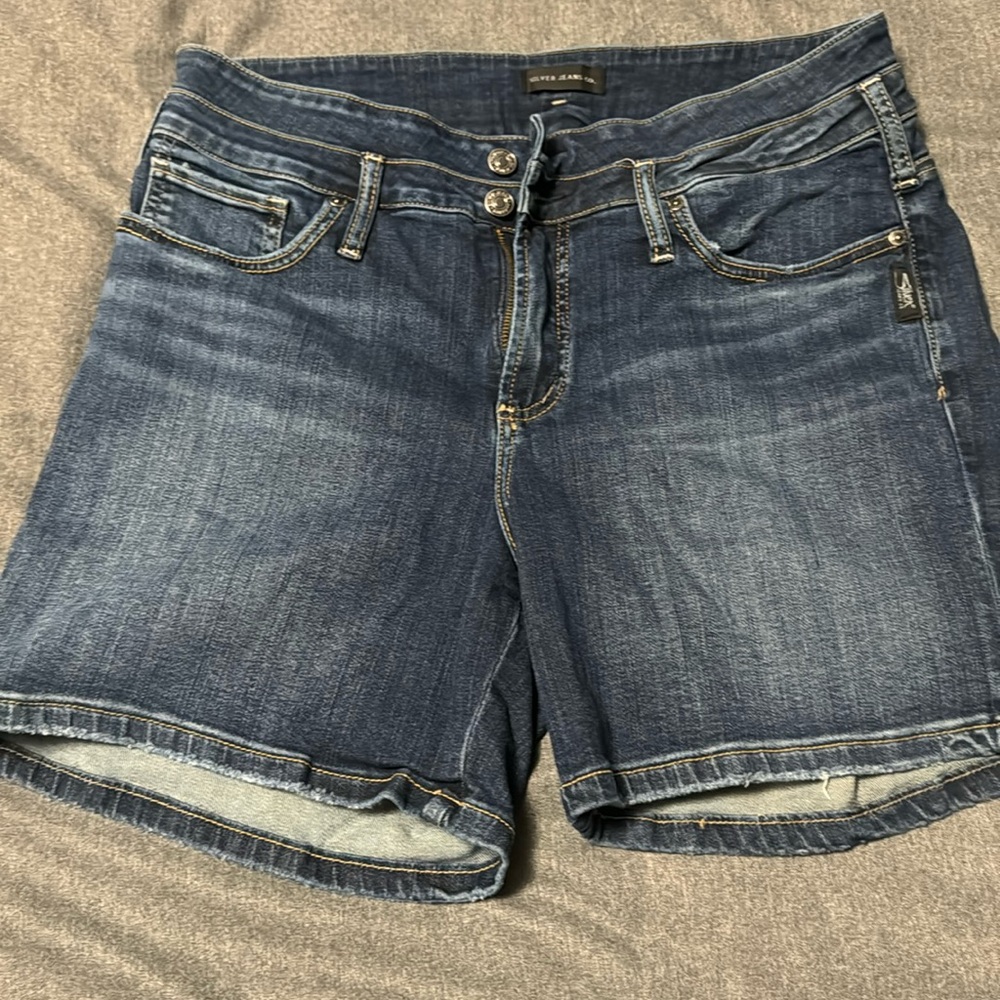 Silver denim shorts